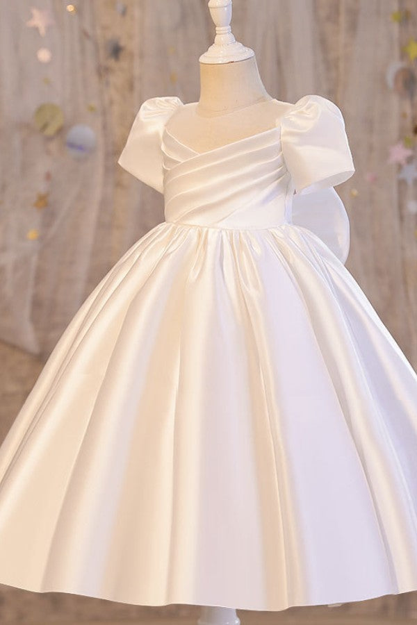 Little Naive Satin S/S Dress w/ Mesh Detail