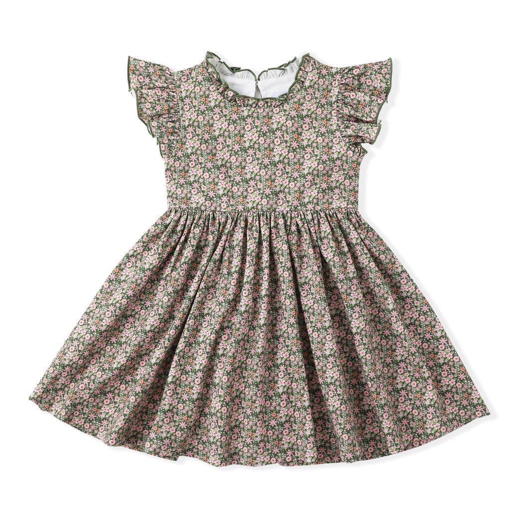 Swoon Baby Green/Mauve Floral Dress