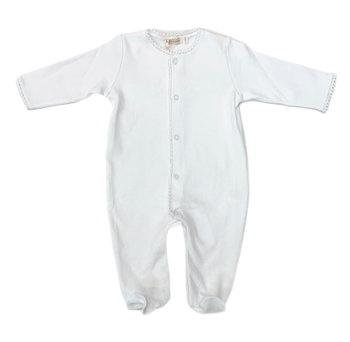 BCC Footie with White Crochet Trim