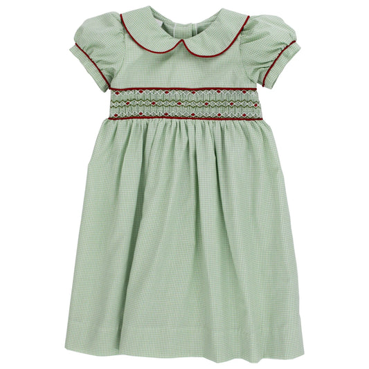 Bailey Boys Green Mistletoe Smocked Dress