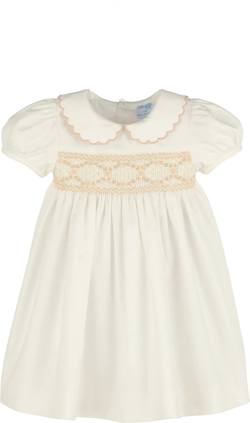 Luli & Me Classic Smock Dress-Ivory