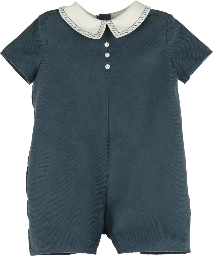 Luli & Me Cozy Corduroy Boy Romper-Blue