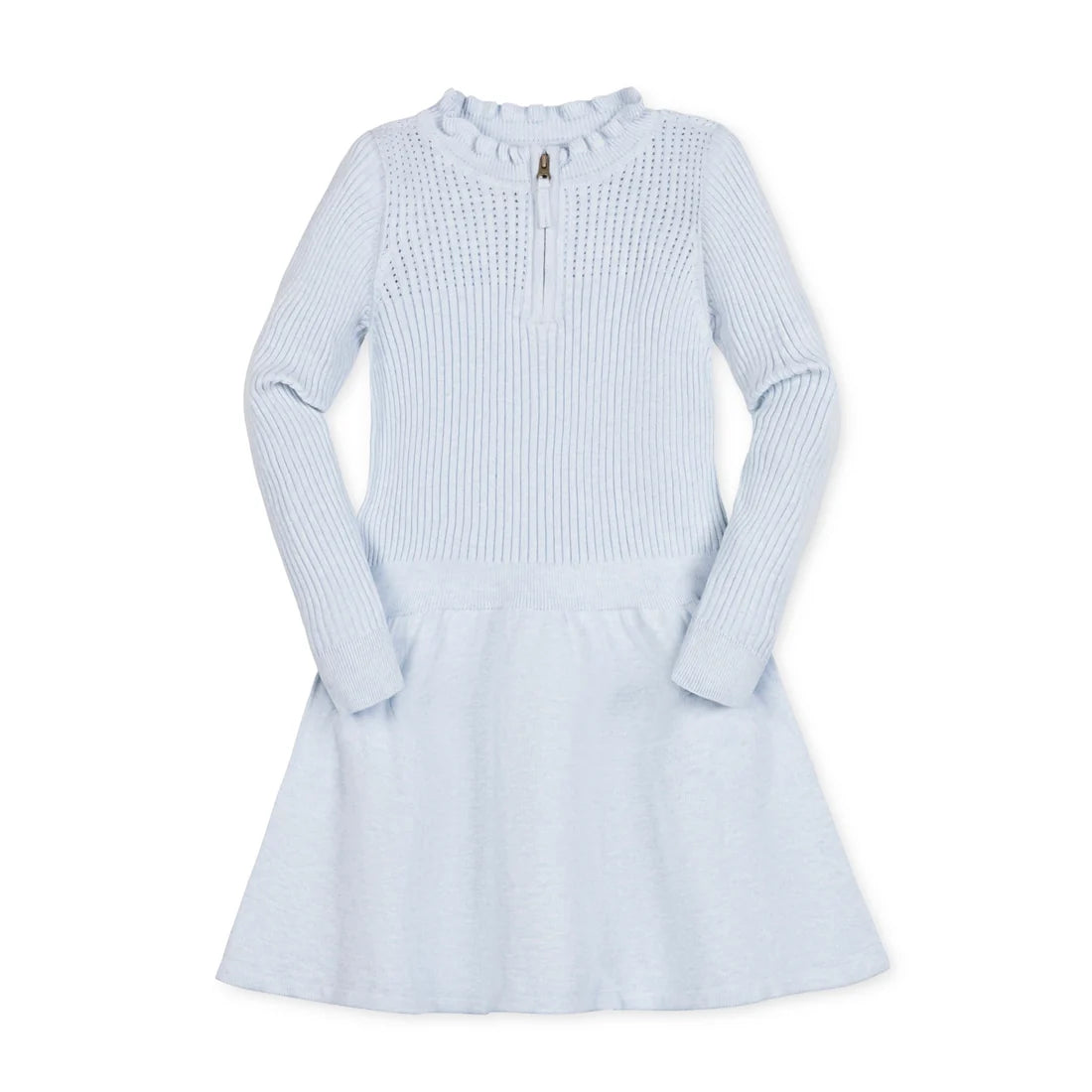 Organic Half Zip Ruffle Neck Sweater Dress