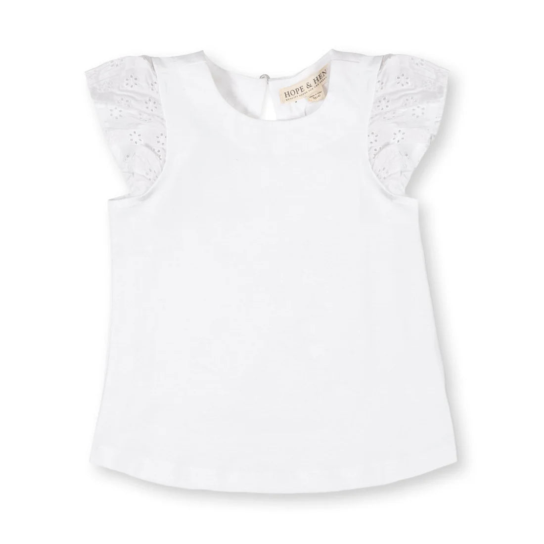 Hope & Henry White Top/Eyelet Sleeves