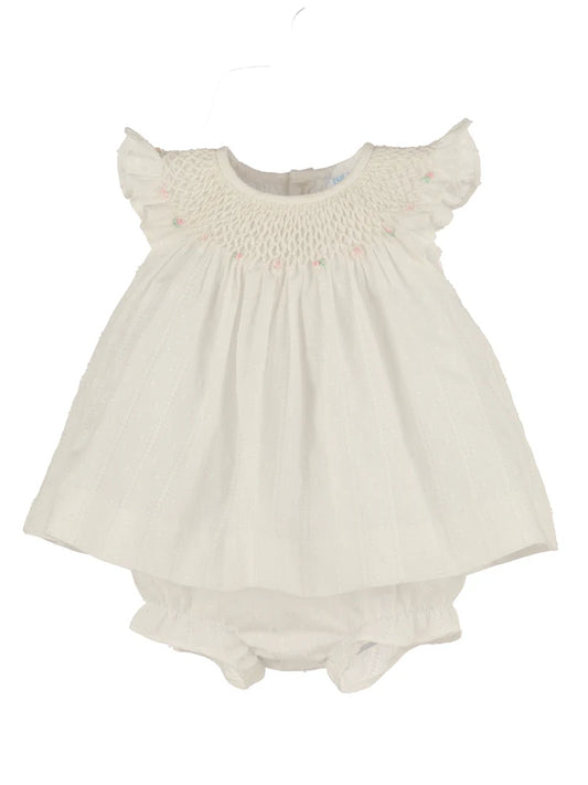 Luli & Me Plumeti Fantasy Bishop-Ivory/Pink