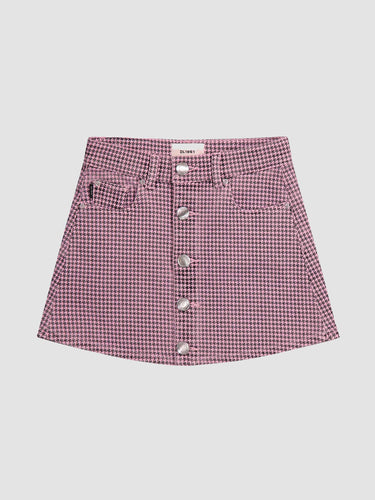 DL1961 Jenny Mini Skirt-Pink Houndstooth