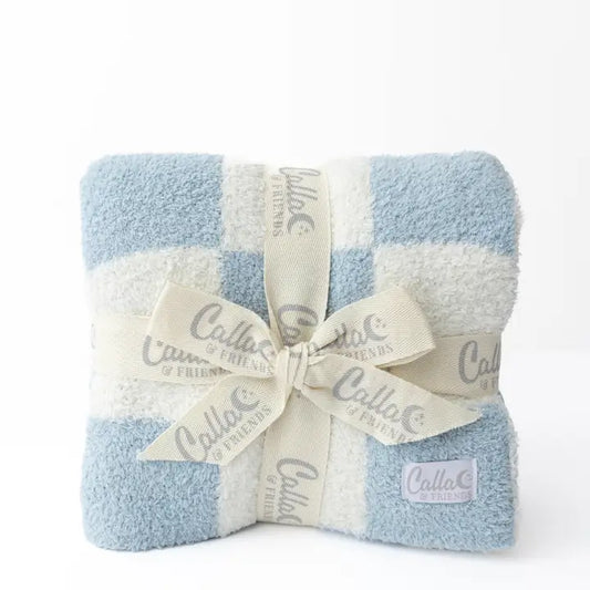 Calla & Friends Bliss Check Blanket-Powder Blue