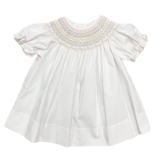 Lulu Bebe Pastel Smocked Bishop-White