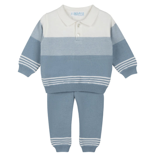 Boys Collared Colorblock Knit Set
