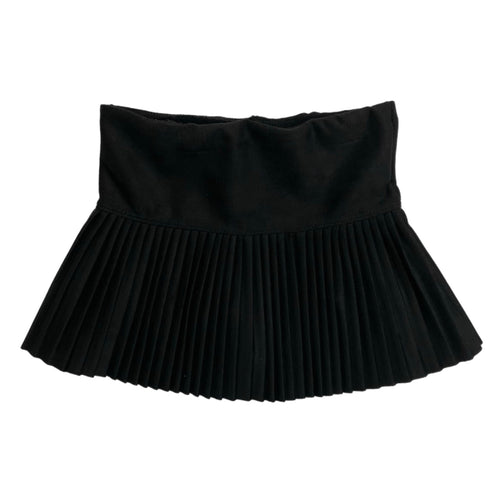 Cheryl Kids Black Suede Pleated Skort