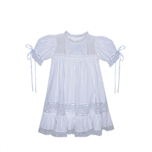 P & R White Hazel Dress w/Blue Ribbon Embroidery