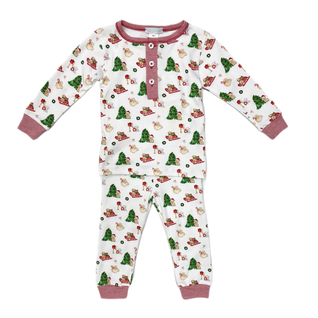 Lulu Bebe Pima Christmas Pup L/S PJ Set