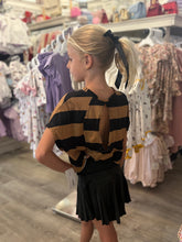 Erge Gold/Black Stripe Cross Back Top