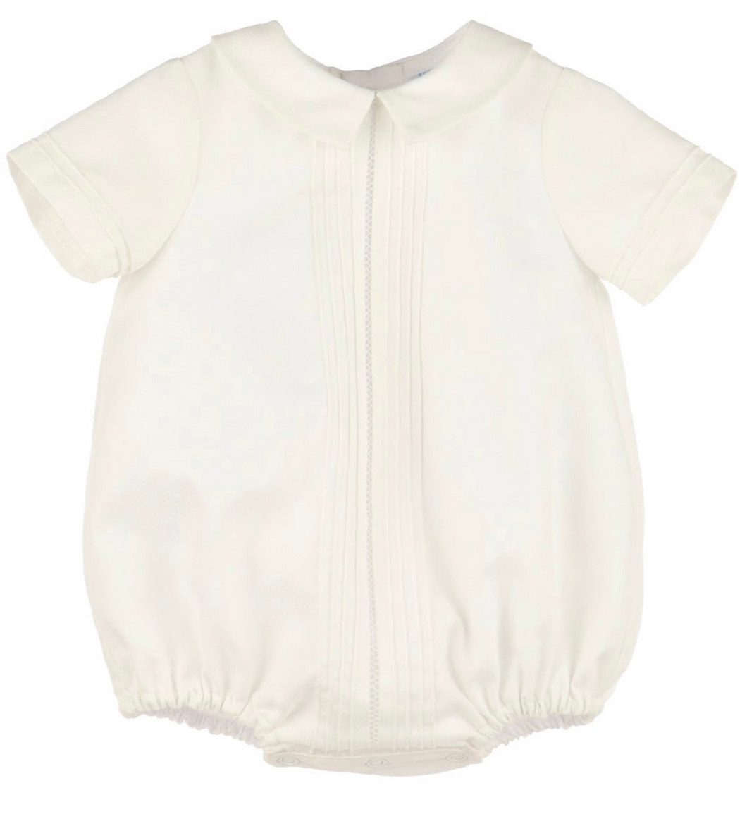 Luli & Me Pintucks Boy Bubble-Ivory