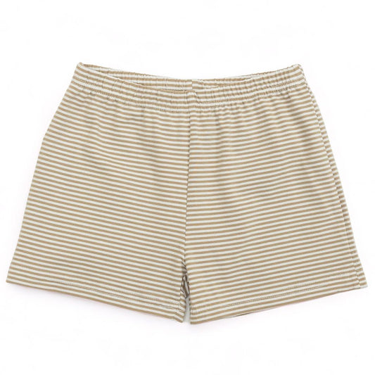 Itsy Bitsy Khaki Stripe Knit Shorts