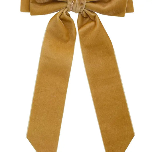 Madeline Velvet Long Tail Bow-Golden
