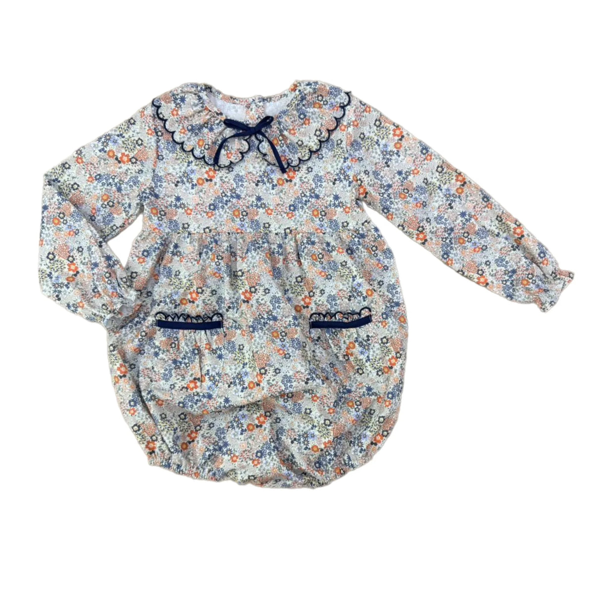 Floral Longsleeved Scalloped Collar Bubble
