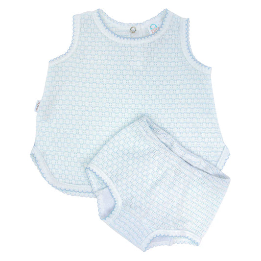 Paty Knit Diaper Set-Blue