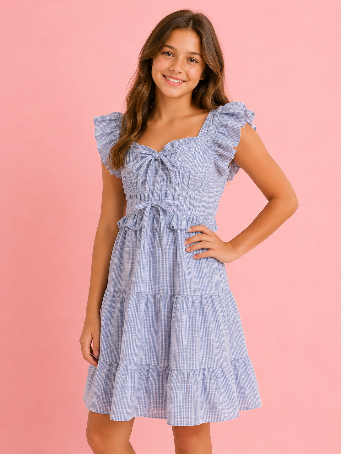 Gingham Dress w/ Bow Detail