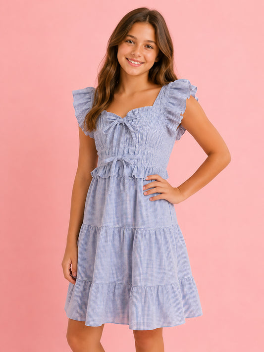 Gingham Dress w/ Bow Detail