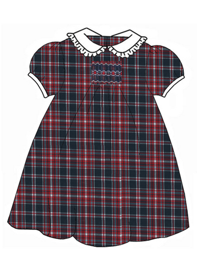 Anavini Navy/Red Plaid Float Dress