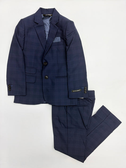 Leo & Zachary Boys Suit - Blazer Marine Blue & Slim Fit Pants, Marine