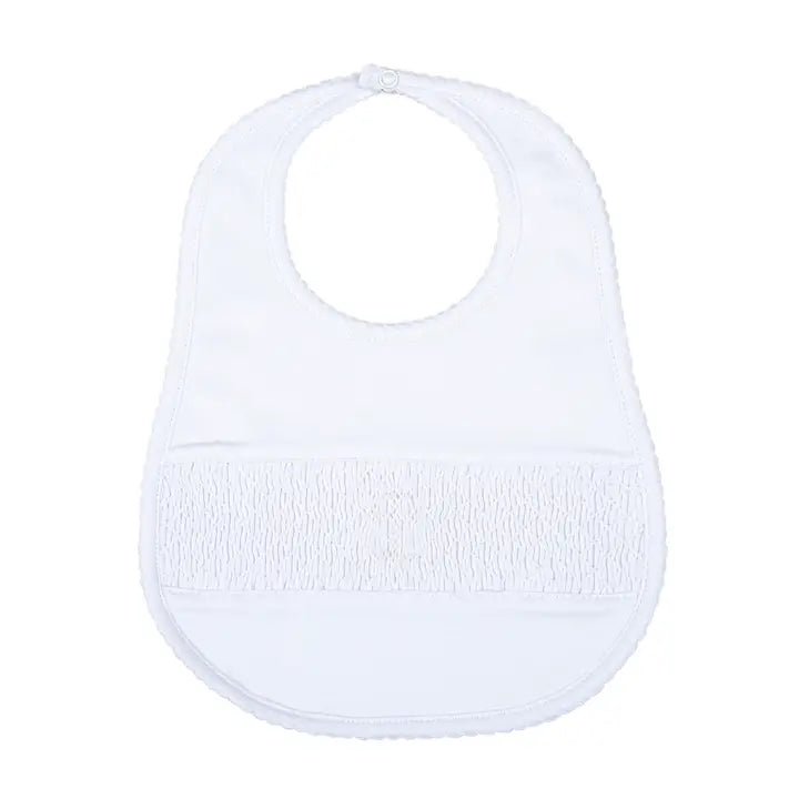 MB White Blessed Smocked Bib