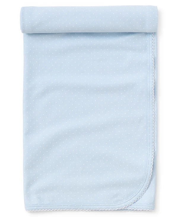 Kissy NEW Lt. Blue/White Dots Print Blanket