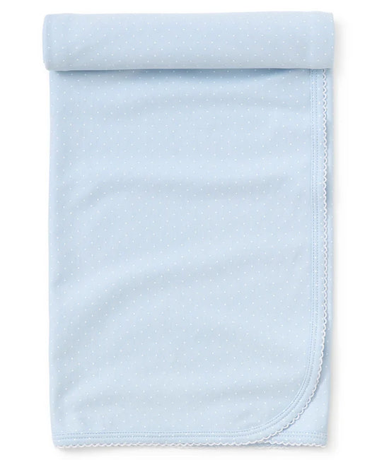 Kissy NEW Lt. Blue/White Dots Print Blanket