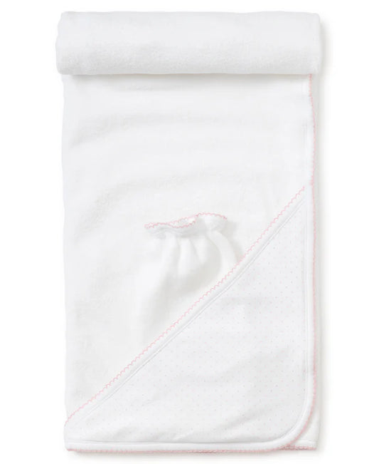 Kissy NEW Dots Towel w/ Mitt-White/Pink