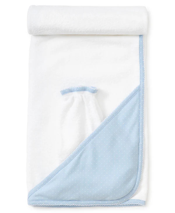 Kissy NEW Dots Towel w/ Mitt-Lt. Blue/White