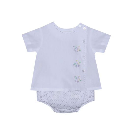 Baby Sen Riley Boy Mardi Gras Diaper Set-White