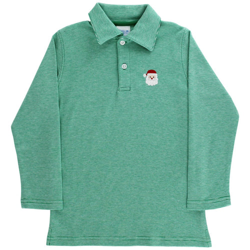 J Bailey Embroidered Santa Polo-Kelly Microstripe