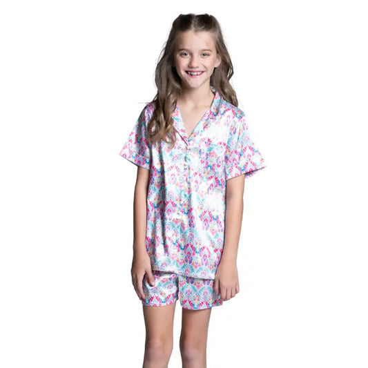 Jane Marie Penelope Satin PJ Short Set