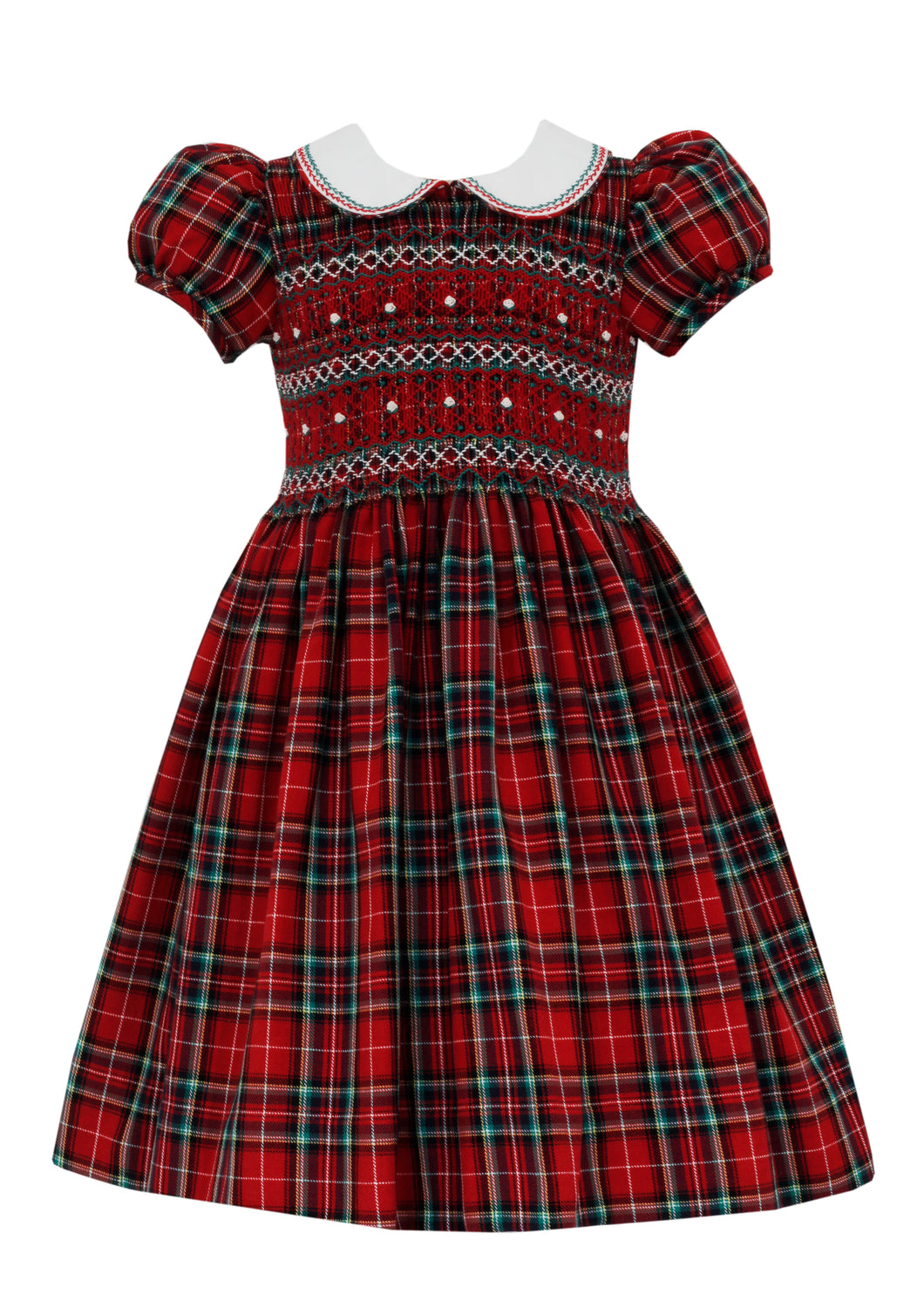 Anavini Red Holiday Plaid Smocked Dress