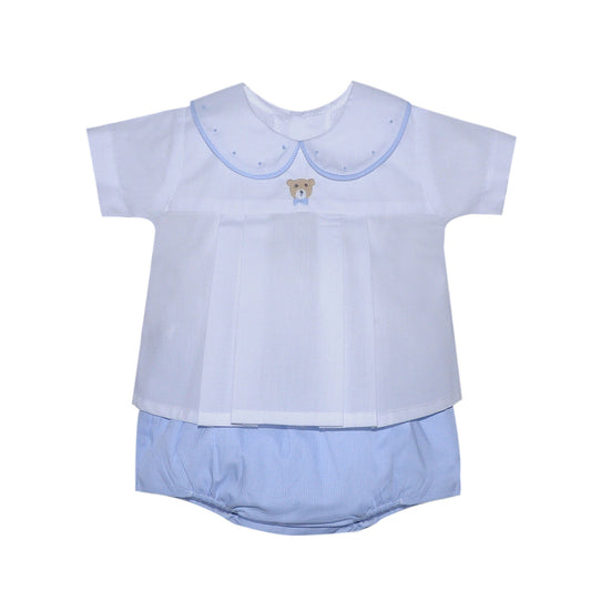Baby Sen Peter Embroidered Teddy Diaper Set-Blue