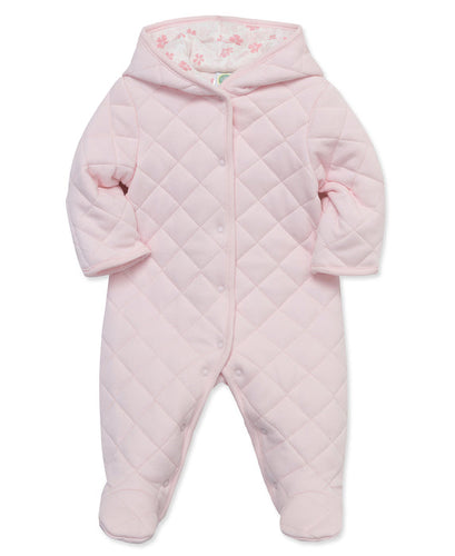Little Me Pink Quilted Hooded Footie