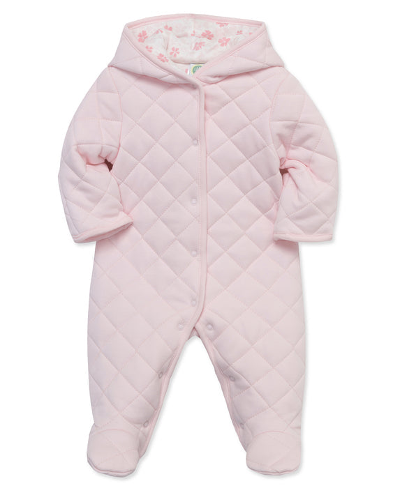 Little Me Pink Quilted Hooded Footie