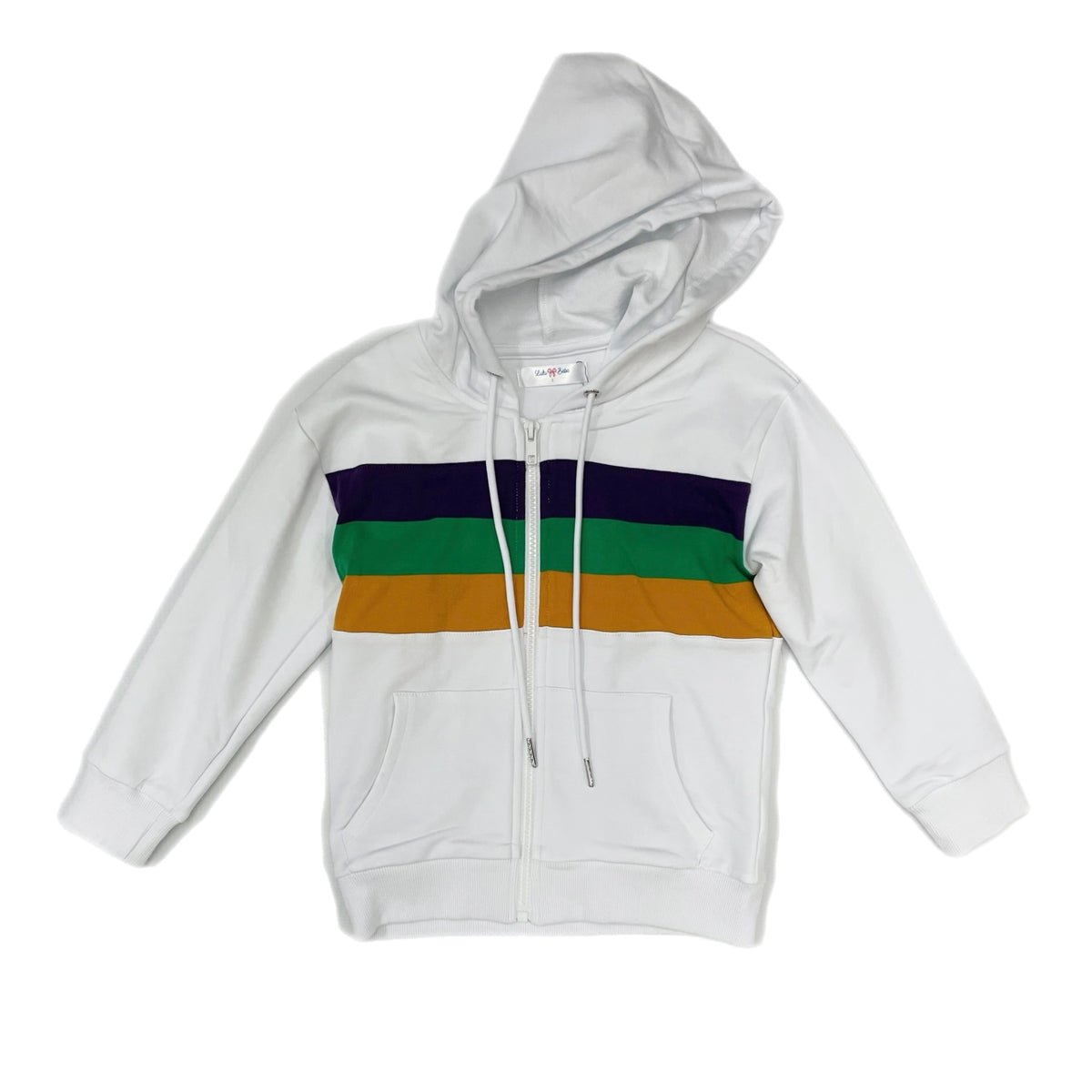 Lulu Bebe Mardi Gras Rugby Zip Up Hoodie-White