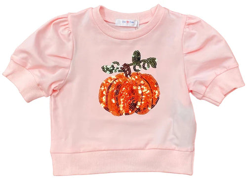 Lulu Bebe Pumpkin Puff Sleeve Shirt-Pink