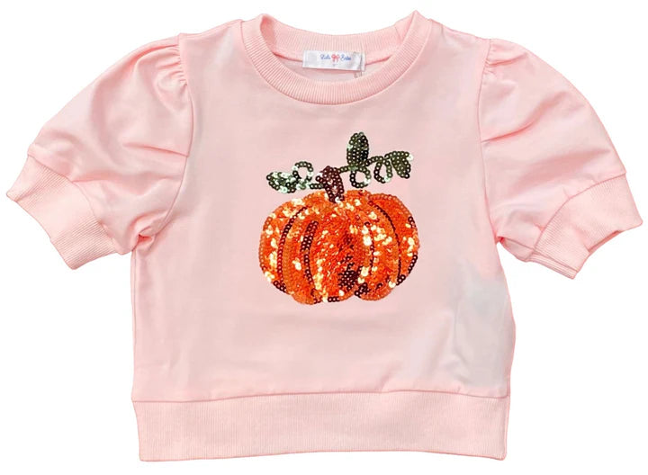 Lulu Bebe Pumpkin Puff Sleeve Shirt-Pink