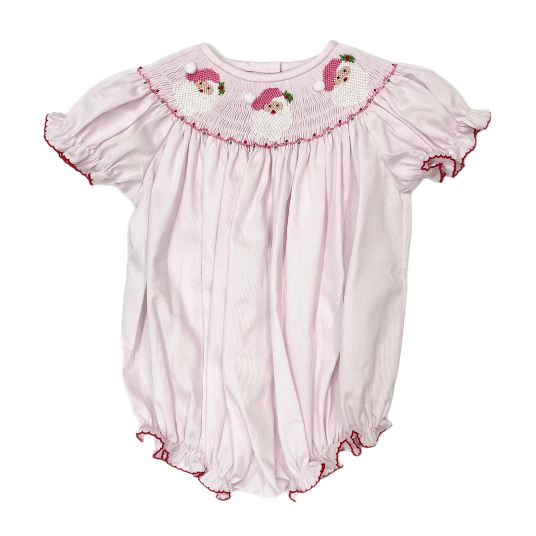 Lulu Bebe Santa Smocked Bubble-Pink