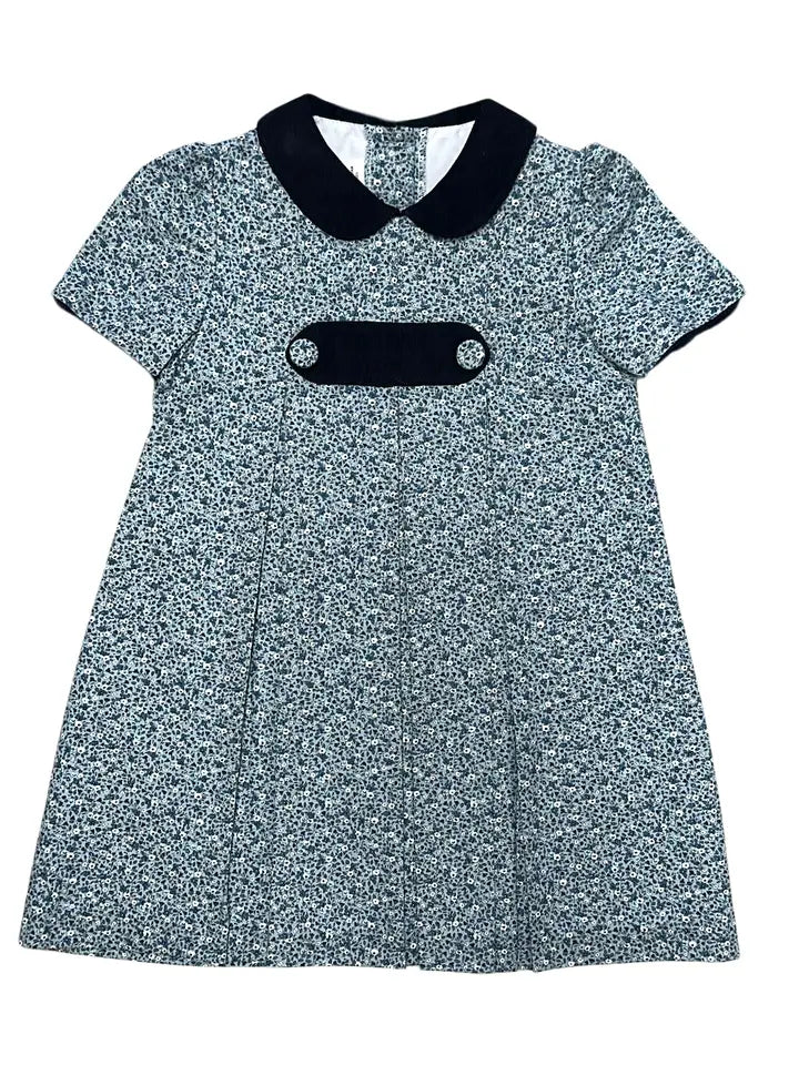 Marco & Lizzy London Navy Floral A Line Dress w/ Tab