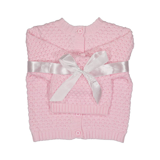 Baby Dove Porcorn Knit Sweater w/ Hat-Pink