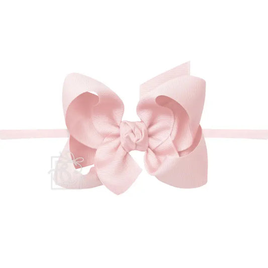BC 4.5" Pink Grosgrain Bow on Pantyhose
