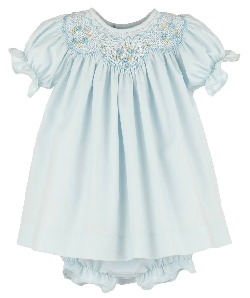 Luli & Me Classic Smocked Bishop-Blue