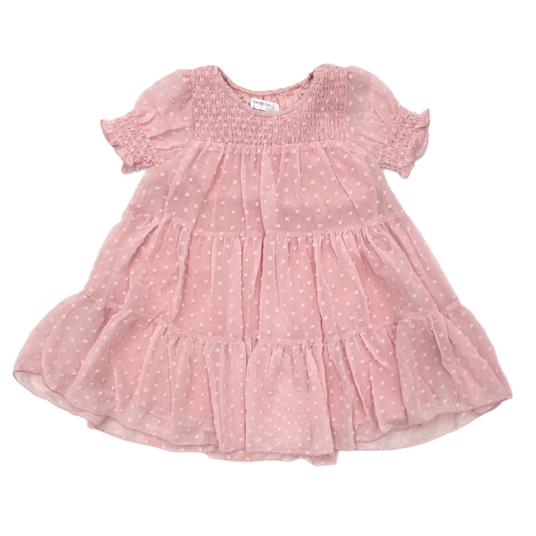 Lulu Bebe S/S Ruffled Tiered Dress-Blush