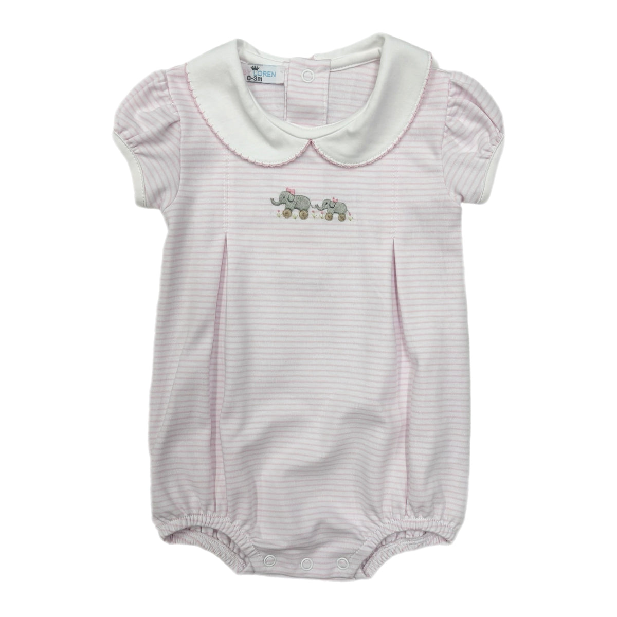 Baby Loren Pink Elephants Hand Emb. Bubble