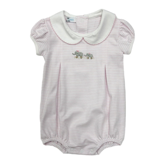 Baby Loren Pink Elephants Hand Emb. Bubble