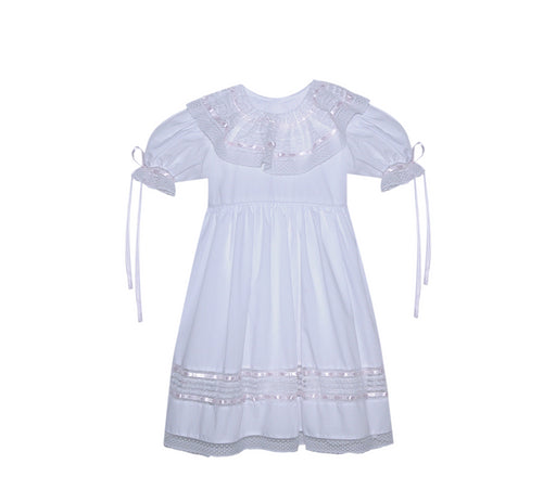 P & R Georgia Lace Collar Dress w/Pink Ribbons